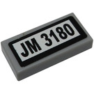 LEGO Gris pierre moyen Tuile 1 x 2 avec 'JM 3180' Autocollant avec rainure (3069 / 30070)