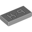 LEGO Medium Stone Gray Tile 1 x 2 with K-9 with Groove (3069 / 23811)