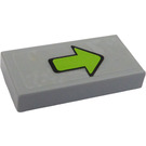 LEGO Gris pierre moyen Tuile 1 x 2 avec Lime La Flèche Autocollant avec rainure (3069)