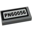 LEGO Medium Stone Gray Tile 1 x 2 with 'PN60056' Sticker with Groove (3069)