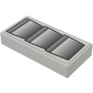 LEGO Medium Stone Gray Tile 1 x 2 with Silver Air Inlet Sticker with Groove (3069)