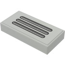 LEGO Medium Stone Gray Tile 1 x 2 with Silver Grille Sticker with Groove (3069)