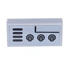 LEGO Medium Stone Gray Tile 1 x 2 with Three Switches and Four Horizontal Lines Sticker with Groove (3069)