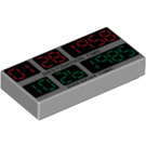 LEGO Gris pierre moyen Tuile 1 x 2 avec Time Machine Modèle avec rainure (3069 / 15260)