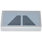 LEGO Medium Stone Gray Tile 1 x 2 with Two Dark Stone Gray Triangles Sticker with Groove (3069)