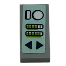 LEGO Medium Stone Gray Tile 1 x 2 with Up and Down Buttons and Gauges Sticker with Groove (3069)