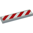 LEGO Mittleres Steingrau Fliese 1 x 4 mit Danger Streifen - rot / Weiß (Recht) Aufkleber (2431)