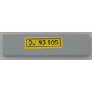 LEGO Medium Stone Gray Tile 1 x 4 with OJ 93 105 Sticker (2431)