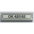 LEGO Medium Stone Gray Tile 1 x 4 with OK 420 82 Licence Plate Sticker (2431)