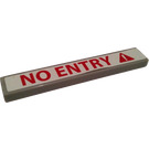 LEGO Medium Stone Gray Tile 1 x 6 with No Entry and Triangular Warning Sticker (6636)