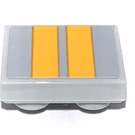 LEGO Medium Stone Gray Tile 2 x 2 Inverted with Two Yellow Stripes Sticker (11203)