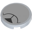LEGO Medium Stone Gray Tile 2 x 2 Round with Black Nose and Mouth Sticker with Bottom Stud Holder (14769)