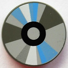 LEGO Medium Stone Gray Tile 2 x 2 Round with Blue and Gray Sections with "X" Bottom (4150 / 48436)