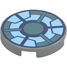 LEGO Grigio pietra medio Piastrella 2 x 2 Rotondo con Blu Arc Reactor con supporto per bottoncino alla base (14769 / 104708)