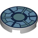 LEGO Medium Stone Gray Tile 2 x 2 Round with Blue Arc Reactor with Bottom Stud Holder (14769 / 104708)