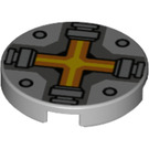 LEGO Medium Stone Gray Tile 2 x 2 Round with Cross with Bottom Stud Holder (14769 / 24396)