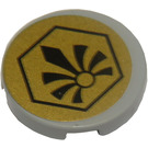 LEGO Gris pierre moyen Tuile 2 x 2 Rond avec Fleur de Lis Hexagon (Gold Background) Autocollant avec porte-goujon inférieur (14769)