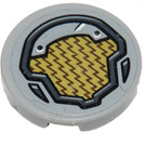 LEGO Gris pierre moyen Tuile 2 x 2 Rond avec Gold Panneau Autocollant avec porte-goujon inférieur (14769)
