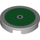 LEGO Medium Stone Gray Tile 2 x 2 Round with Green Circle with Bottom Stud Holder (14769 / 68051)