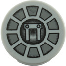 LEGO Medium Stone Gray Tile 2 x 2 Round with Gun Turret and Hatch with "X" Bottom (4150 / 49040)
