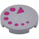 LEGO Medium Stone Gray Tile 2 x 2 Round with Magenta Dotted Circular Arrow Sticker with Bottom Stud Holder (14769)