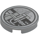 LEGO Medium Stone Gray Tile 2 x 2 Round with Mechanical Pipes Pattern with Bottom Stud Holder (14769 / 106774)