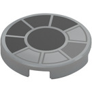 LEGO Medium Stone Gray Tile 2 x 2 Round with Millennium Falcon Window with Bottom Stud Holder (14769 / 106773)