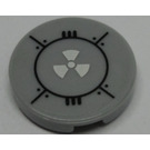 LEGO Medium Stone Gray Tile 2 x 2 Round with Radioactivity Warning, Bolted Plates Sticker with "X" Bottom (4150)
