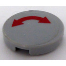 LEGO Medium Stone Gray Tile 2 x 2 Round with Red Curved Arrow Double Sticker with Bottom Stud Holder (14769)