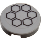 LEGO Medium Stone Gray Tile 2 x 2 Round with Six Black Hexagons In a Circle Sticker with "X" Bottom (4150)