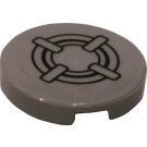 LEGO Medium Stone Gray Tile 2 x 2 Round with Stovetop Burner Sticker with "X" Bottom (4150)