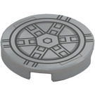 LEGO Medium Stone Gray Tile 2 x 2 Round with TIE Bomber Pattern with Bottom Stud Holder (14769 / 101648)