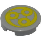 LEGO Medium Stone Gray Tile 2 x 2 Round with Yellow Circles Sticker with "X" Bottom (4150)