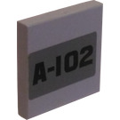 LEGO Medium Steengrijs Tegel 2 x 2 met A-102 Sticker met groef (3068)