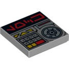 LEGO Medium Steengrijs Tegel 2 x 2 met Alien Characters, Keypad, en Safe Dial met groef (3068 / 94595)