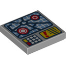 LEGO Medium Stone Gray Tile 2 x 2 with Blue Map, Red Exclamation Mark with Groove (3068 / 24734)