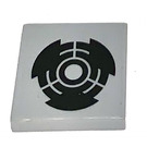 LEGO Medium Stone Gray Tile 2 x 2 with Broken Circle Logo Sticker with Groove (3068)