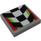 LEGO Gris pierre moyen Tuile 2 x 2 avec Checkered Modèle 4433 Autocollant avec rainure (3068)