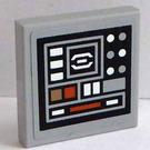 LEGO Gris pierre moyen Tuile 2 x 2 avec Control Panneau Autocollant avec rainure (3068)