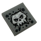 LEGO Medium Stone Gray Tile 2 x 2 with Cracked Stone Skull Face Sticker with Groove (3068)