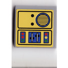 LEGO Mittleres Steingrau Fliese 2 x 2 mit Kran Control Panel mit Speaker Aufkleber mit Nut (3068)