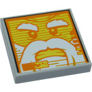 LEGO Medium Stone Gray Tile 2 x 2 with Face 'Mechlok' with Groove (3068)