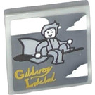 LEGO Gris pierre moyen Tuile 2 x 2 avec Gilderoy Lockhart sur Broomstick Autocollant avec rainure (3068)