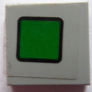 LEGO Medium Stone Gray Tile 2 x 2 with Green Square Sticker with Groove (3068)