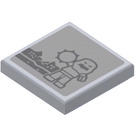 LEGO Medium Steengrijs Tegel 2 x 2 met Grey Clayface met Puntig Bal Sticker met groef (3068)