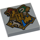 LEGO Mittleres Steingrau Fliese 2 x 2 mit Hogwarts Logo mit Nut (3068 / 92451)