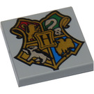 LEGO Medium Steengrijs Tegel 2 x 2 met Hogwarts logo met groef (3068 / 92451)
