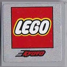 LEGO Medium Stone Gray Tile 2 x 2 with 'LEGO' and 'Kyoto' Sticker with Groove (3068)