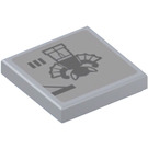 LEGO Medium Stone Gray Tile 2 x 2 with Man-bat Sticker with Groove (3068)