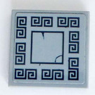 LEGO Medium Steengrijs Tegel 2 x 2 met Ornemental  Mosaic Border Sticker met groef (3068)